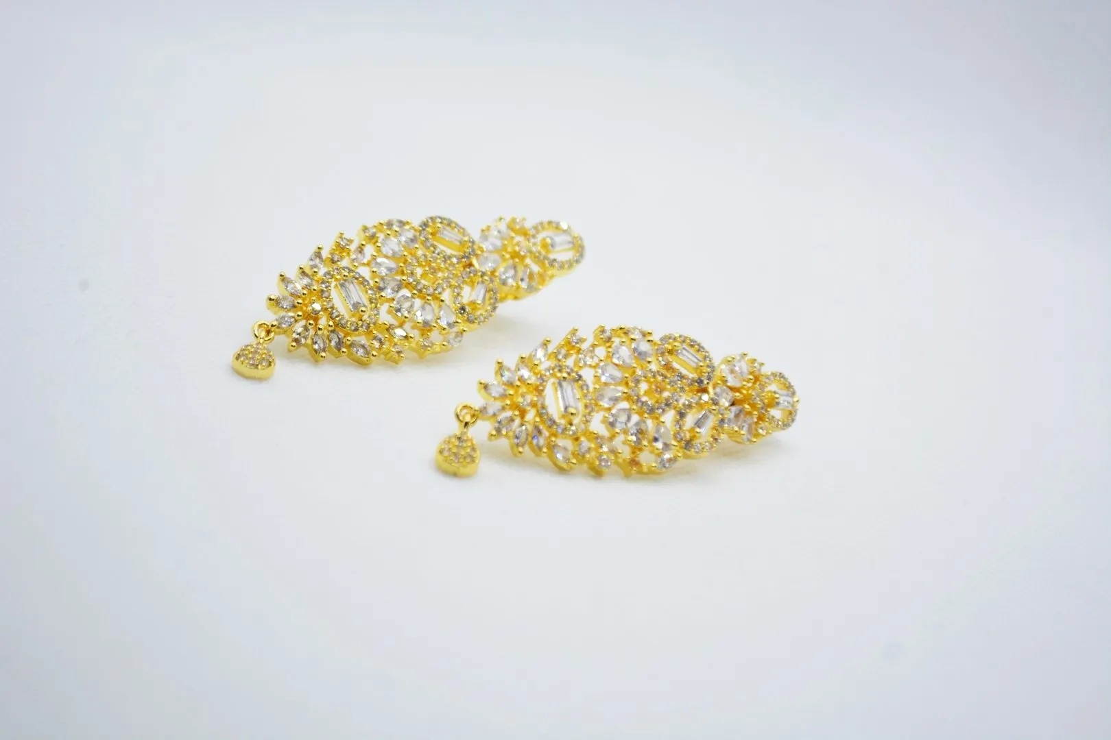 Golden Bloom Zircon Earrings