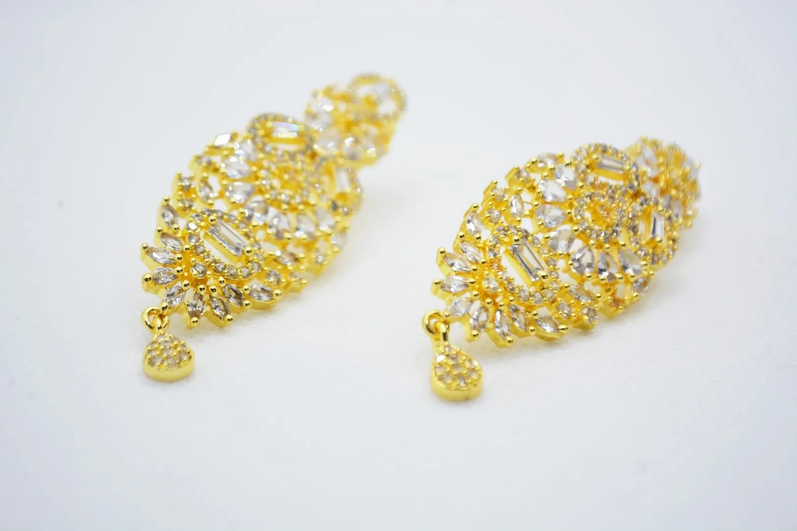Golden Bloom Zircon Earrings