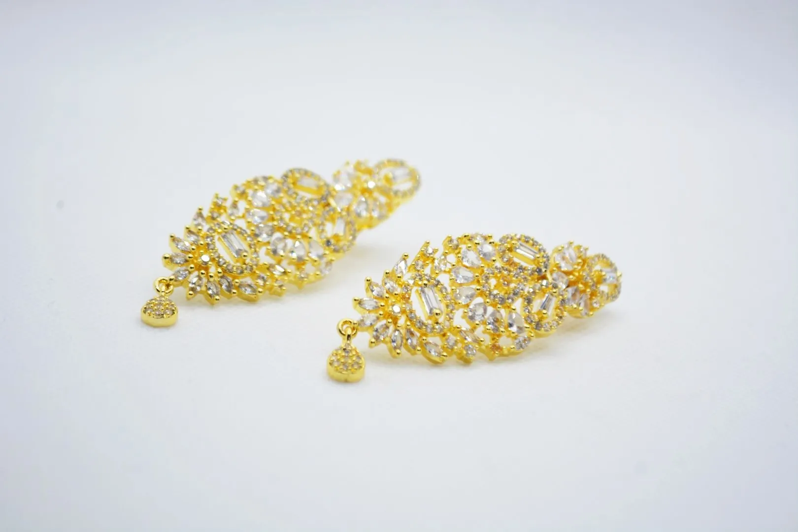 Golden Bloom Zircon Earrings