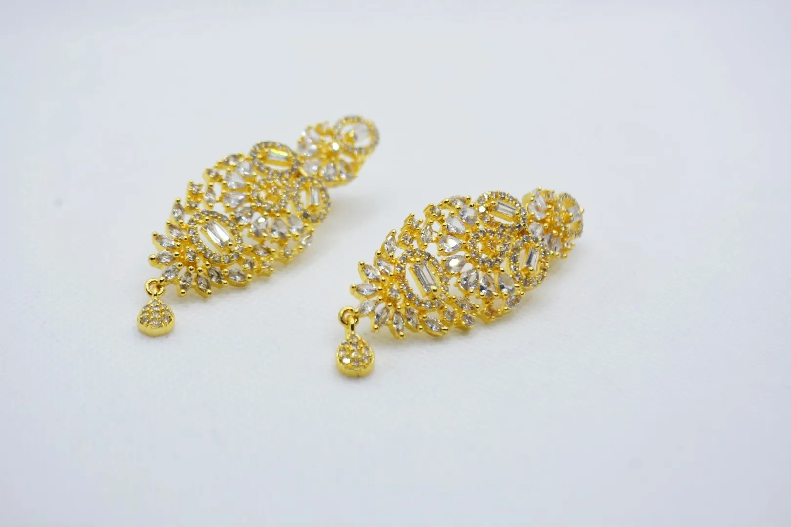 Golden Bloom Zircon Earrings