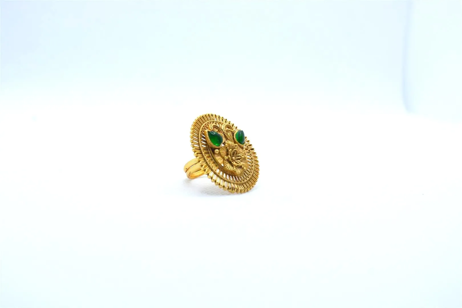 Rajwadi Ring With Green Stones